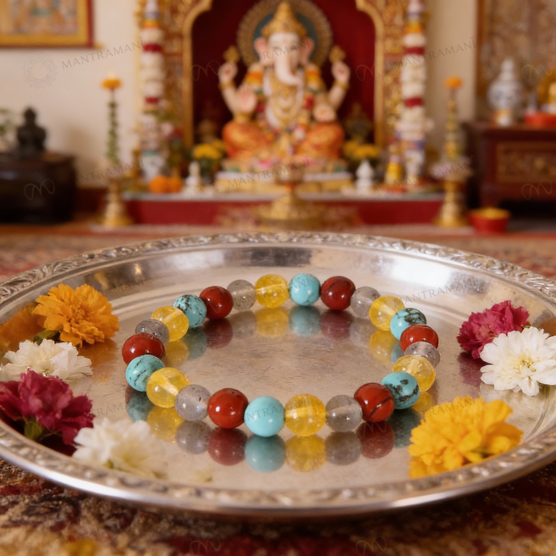 Sagittarius Zodiac Birthstone Crystal Bracelet- 8 mm- Dhanu Rashi Crystal Bracelet