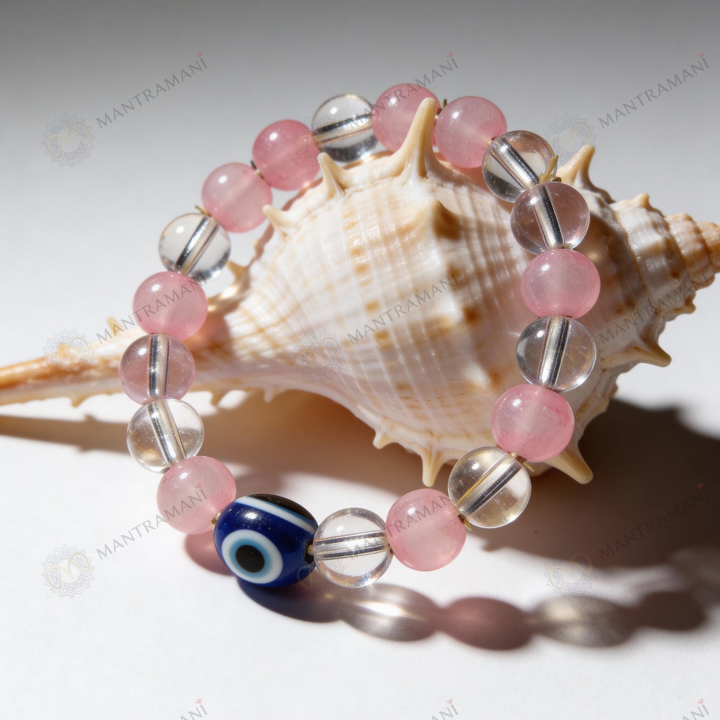 MantraMani® SeraBloom™ Bracelet for Love, Romance, Emotional Peace & Women’s Wellness — A Wonder Bracelet with Clear Quartz & Rose Quartz for Love, Harmony & Emotional Balance