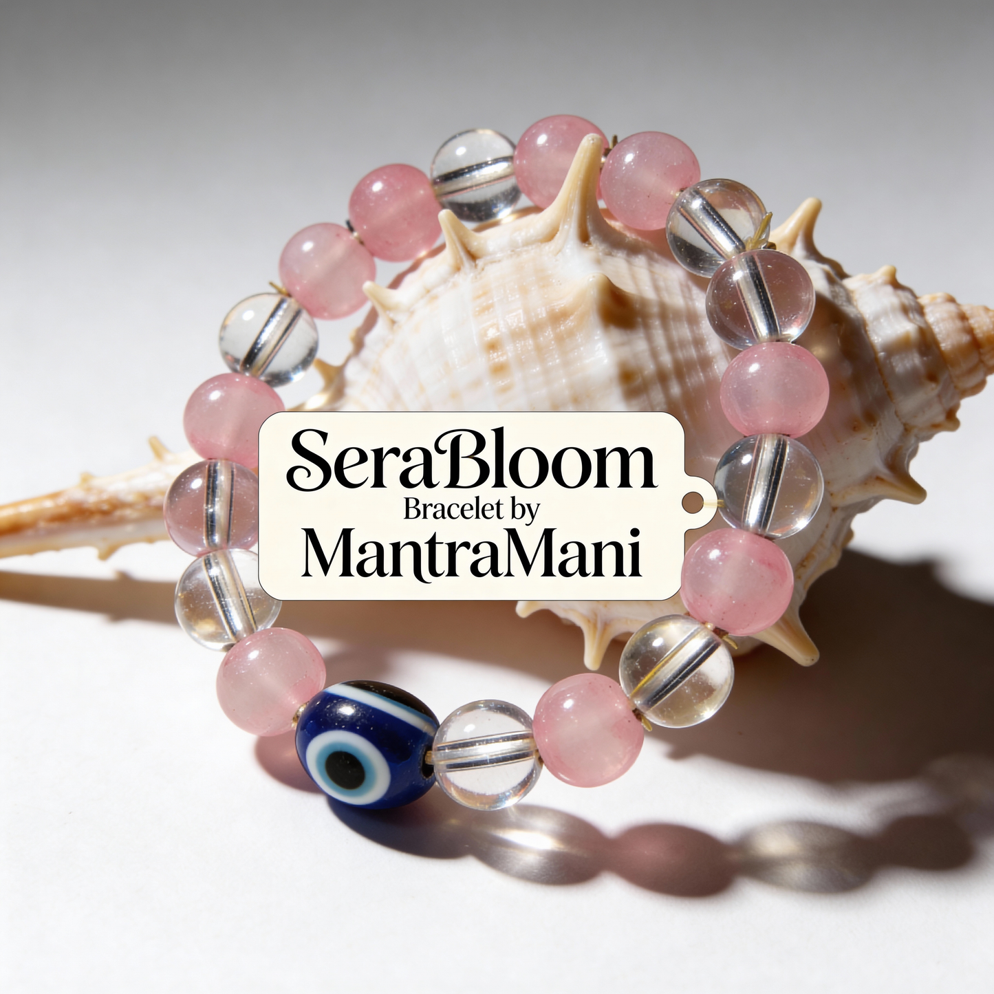 MantraMani SeraBloom™ Bracelet for Love, Romance, Emotional Peace & Women’s Wellness — A Wonder Bracelet with Clear Quartz & Rose Quartz for Love, Harmony & Emotional Balance