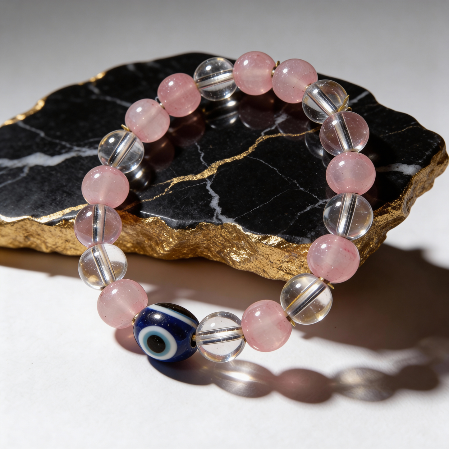 MantraMani SeraBloom™ Bracelet for Love, Romance, Emotional Peace & Women’s Wellness — A Wonder Bracelet with Clear Quartz & Rose Quartz for Love, Harmony & Emotional Balance