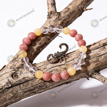 Scorpio Zodiac Birthstone Crystal Bracelet- 8 mm- Vrishchik Rashi Crystal Bracelet