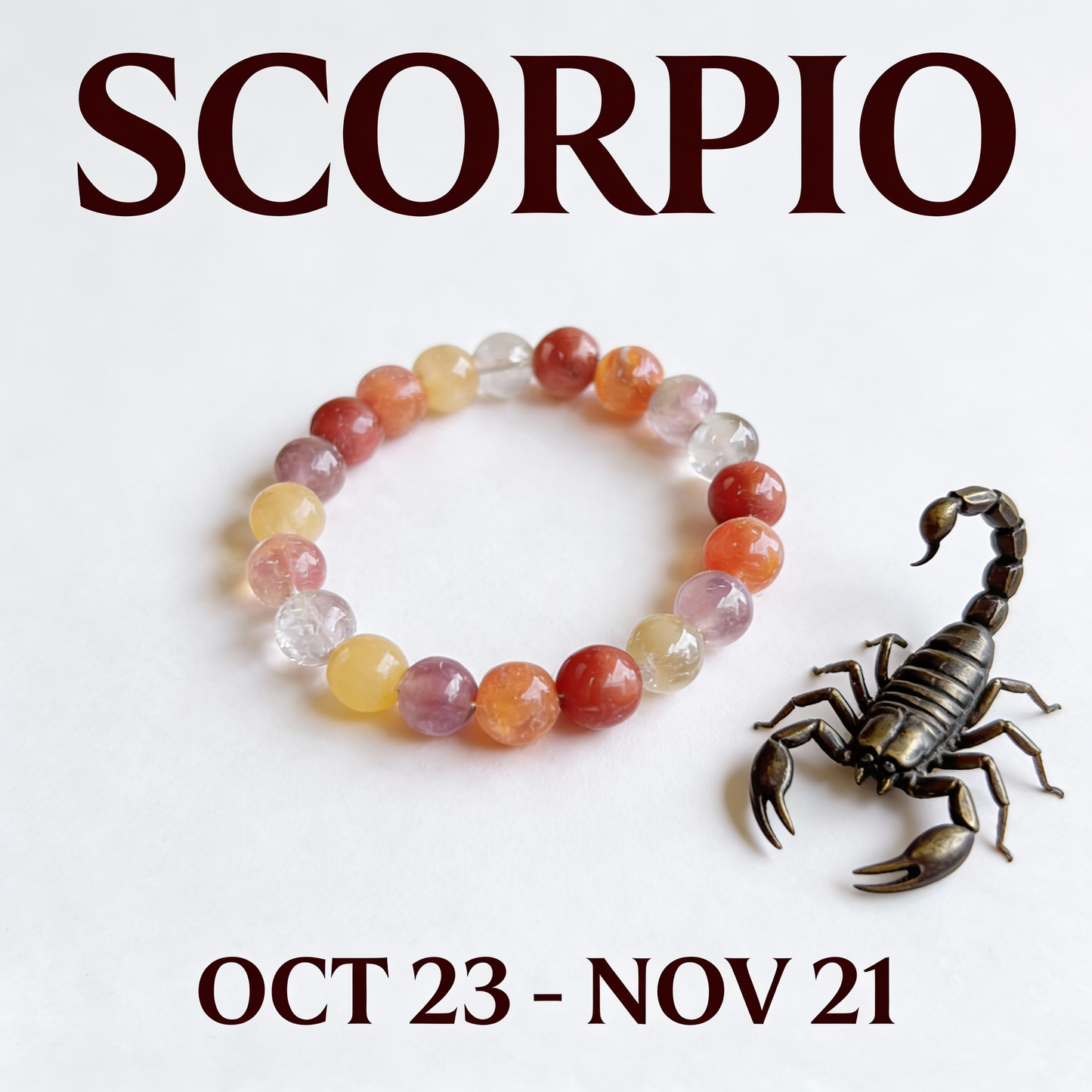 Scorpio Zodiac Birthstone Crystal Bracelet- 8 mm- Vrishchik Rashi Crystal Bracelet