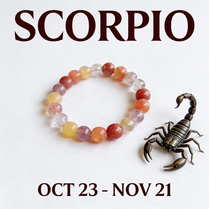 Scorpio Zodiac Birthstone Crystal Bracelet- 8 mm- Vrishchik Rashi Crystal Bracelet