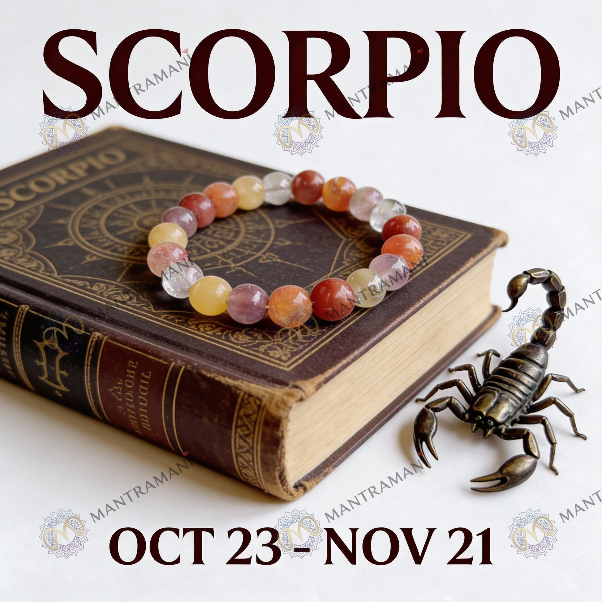 Scorpio Zodiac Birthstone Crystal Bracelet- 8 mm- Vrishchik Rashi Crystal Bracelet