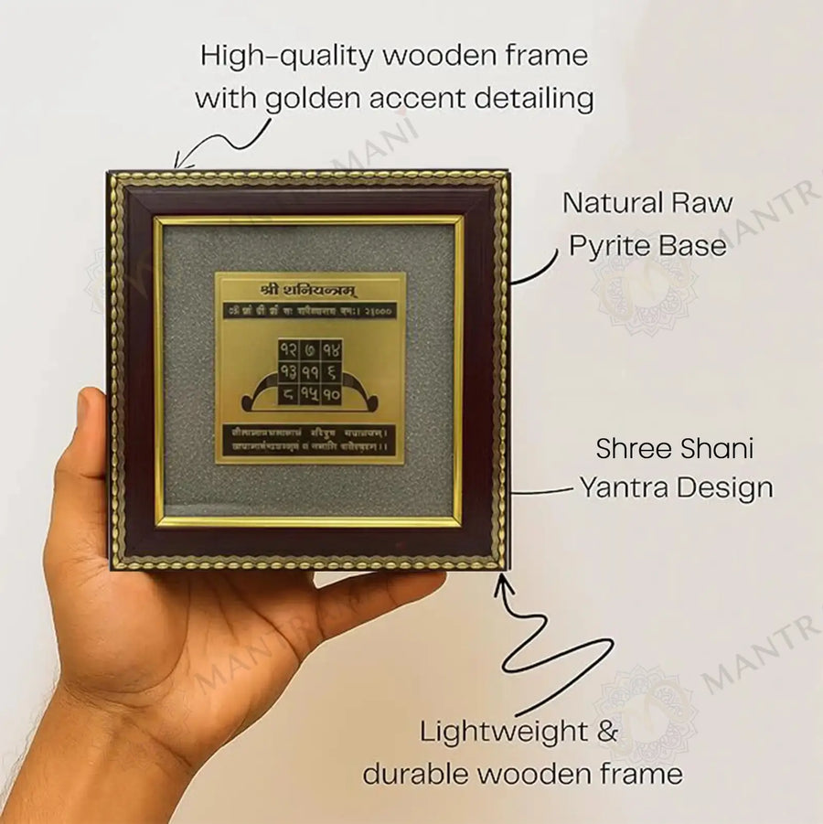 MantraMani® Shree Shani Yantra on Raw Pyrite Frame