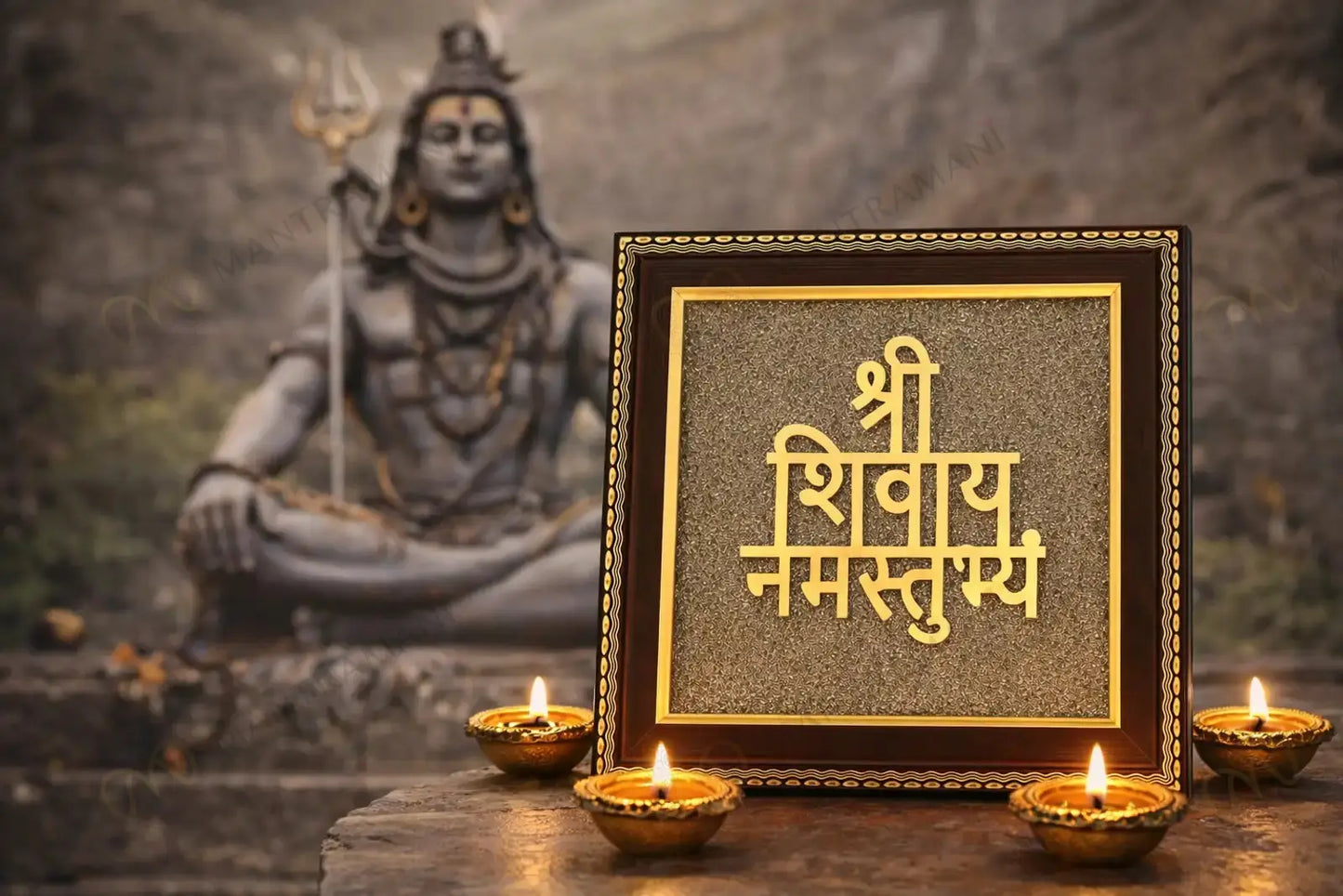 MantraMani® Shivaya Namastubhyam Raw Pyrite Frame for Divine Vibration