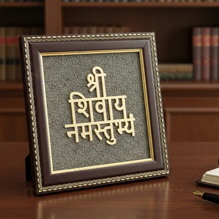 MantraMani® Shivaya Namastubhyam Raw Pyrite Frame for Divine Vibration