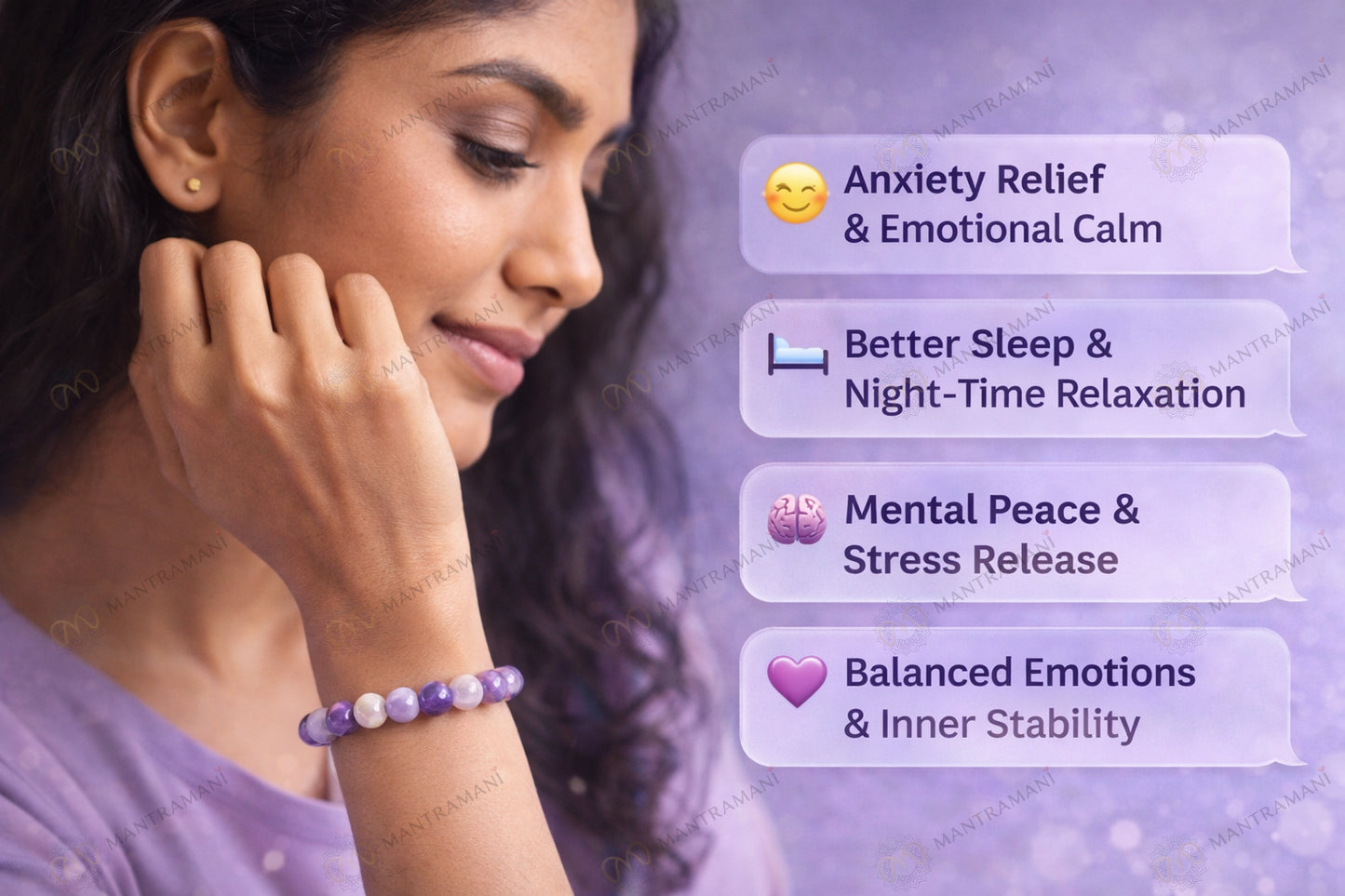 MantraMani® Serena Mind™ — Calming Bracelet for Anxiety Relief, Sleep & Mental Peace