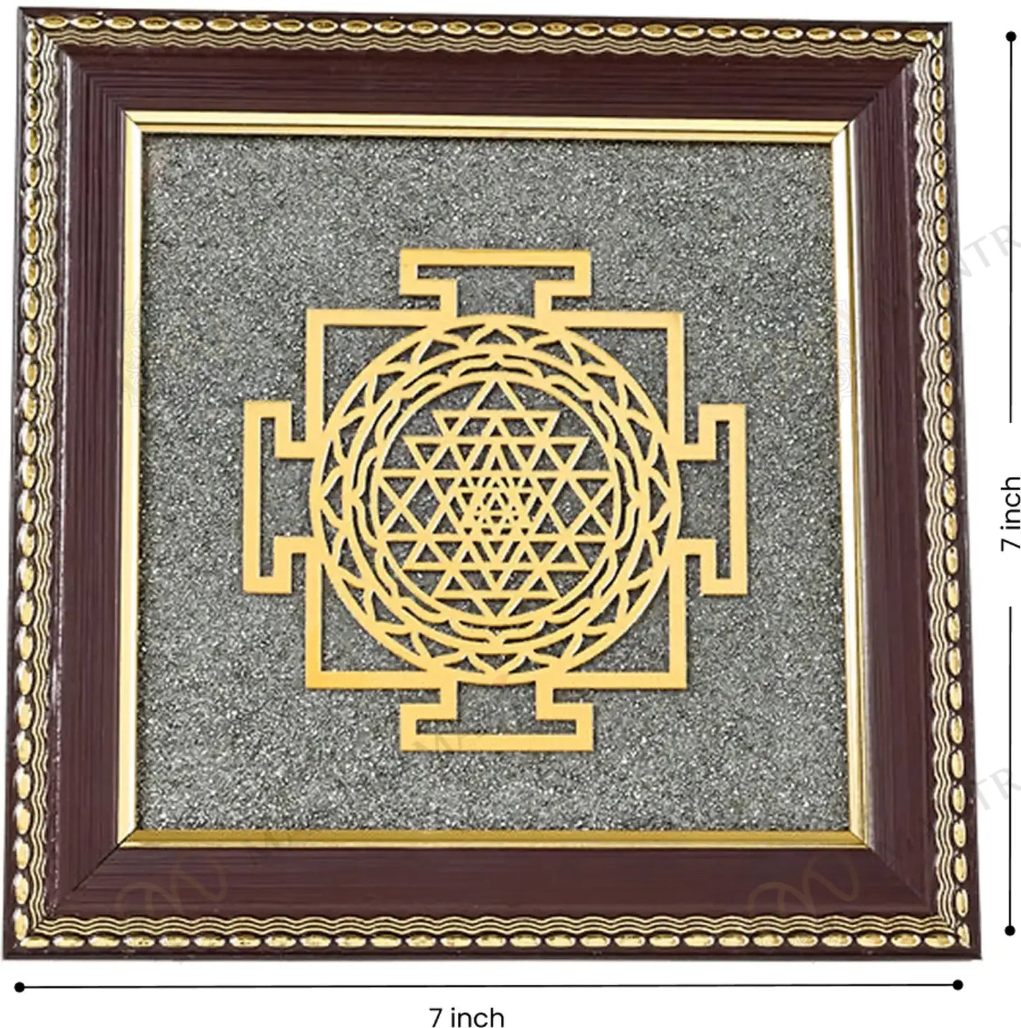 MantraMani® Shree Yantra Raw Pyrite Frame for Wealth Manifestation with FREE Raw Pyrite Stone