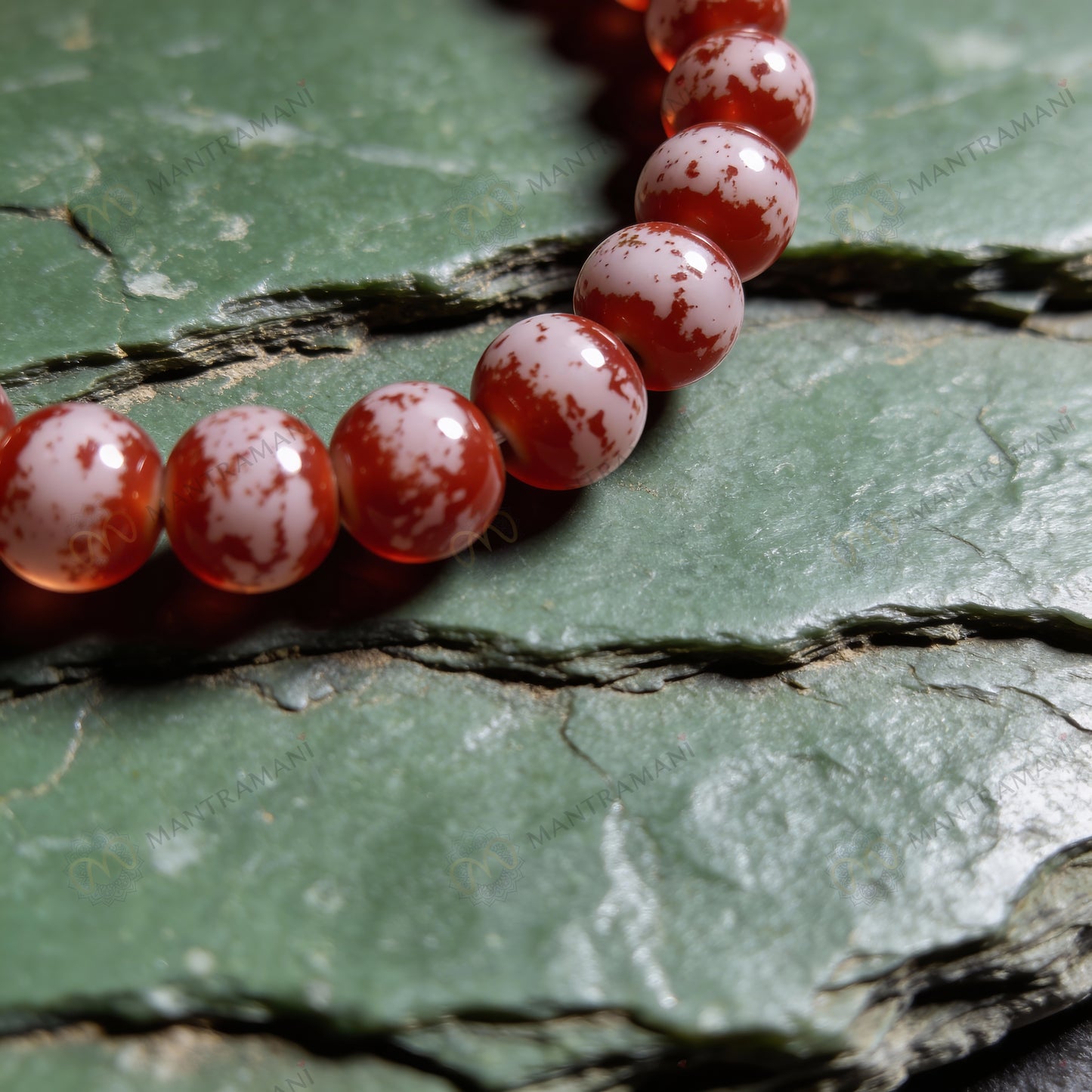 MantraMani® Seraphine Snow – Burmese Fire Agate Bracelet for Love, Passion, Romance, Heartbreak Healing & Aura Elevation (Women)