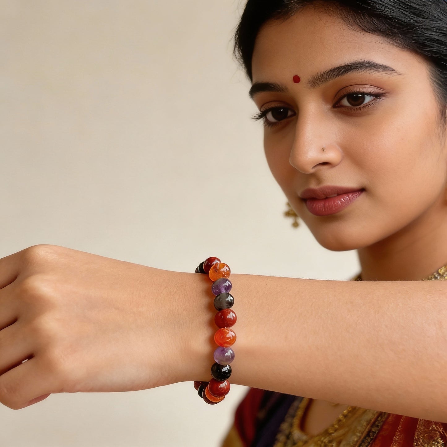 Taurus Zodiac Birthstone  Crystal Bracelet- 8 mm- Vrishabh Rashi Crystal Bracelet