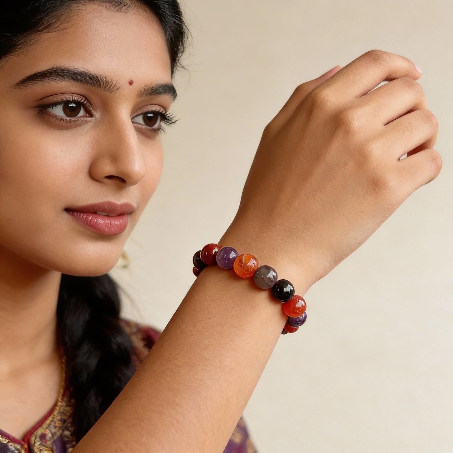 Taurus Zodiac Birthstone  Crystal Bracelet- 8 mm- Vrishabh Rashi Crystal Bracelet