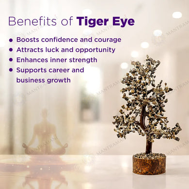MantraMani® Tiger Eye Tree –  Crystal Tree for Confidence, Courage