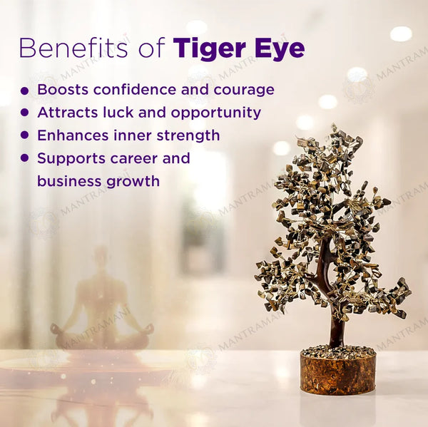 MantraMani® Tiger Eye Tree –  Crystal Tree for Confidence, Courage