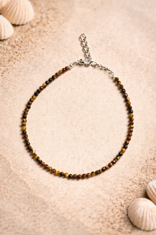MantraMani® Tigers Eye Anklet- Confidence, Success, Protection, Power, Education and Career