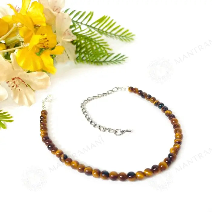MantraMani® Tigers Eye Anklet- Confidence, Success, Protection, Power, Education and Career