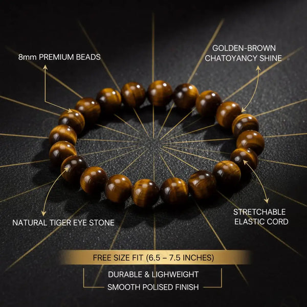 MantraMani® Tiger Eye Bracelet – Confidence, Focus & Wealth Attraction