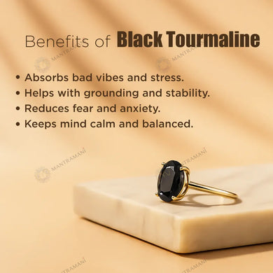 MantraMani® Black Tourmaline Ring: Protect from Psychic attacks & Negative Engery