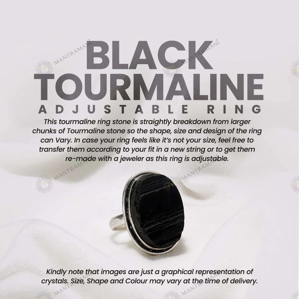 MantraMani® Black Tourmaline Ring: Protect from Psychic attacks & Negative Engery