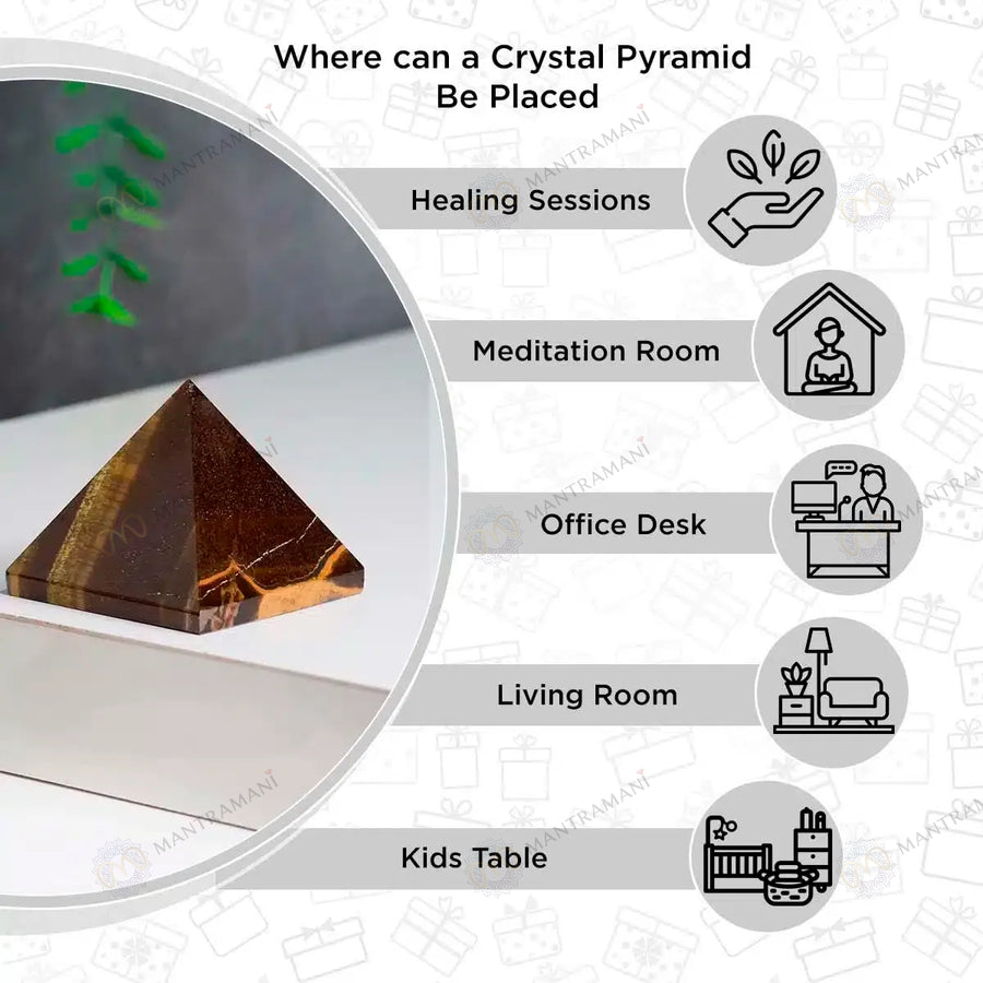 MantraMani® Tiger Eye Pyramid – Money Attraction, Protection & Confidence Crystal