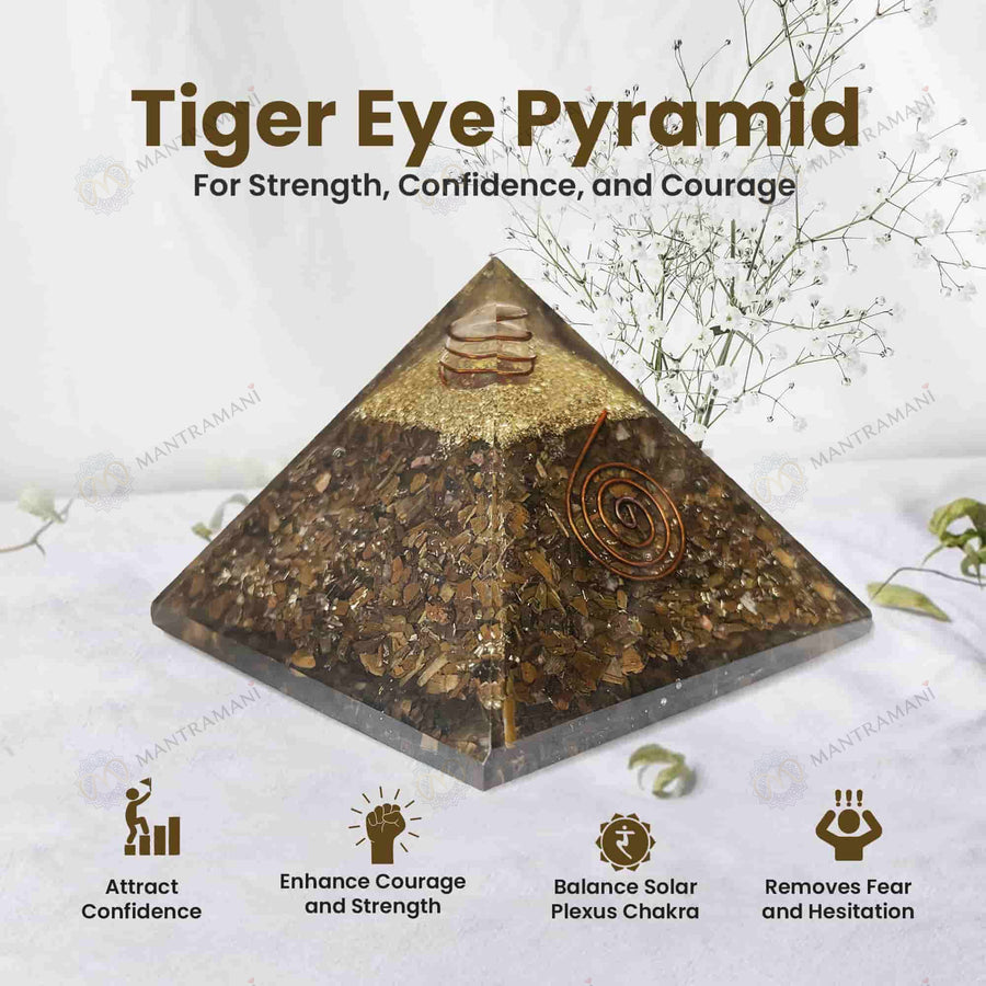 MantraMani® Tiger Eye Pyramid – Money Attraction, Protection & Confidence Crystal