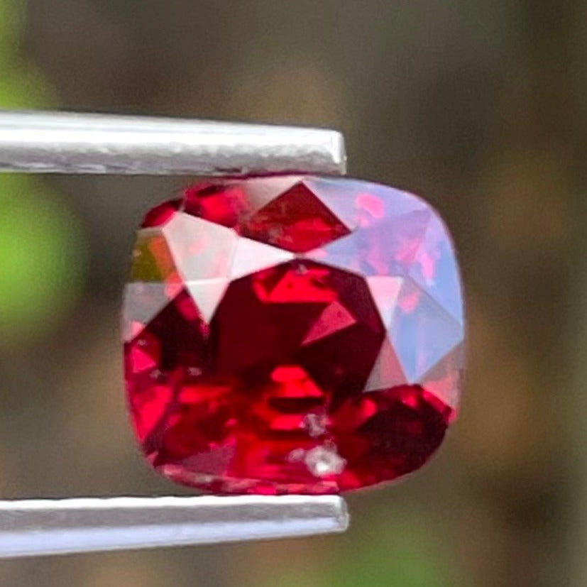 MantraMani® 1.55 Carat Red Spinel Cushion Cut Natural Loose Gemstone