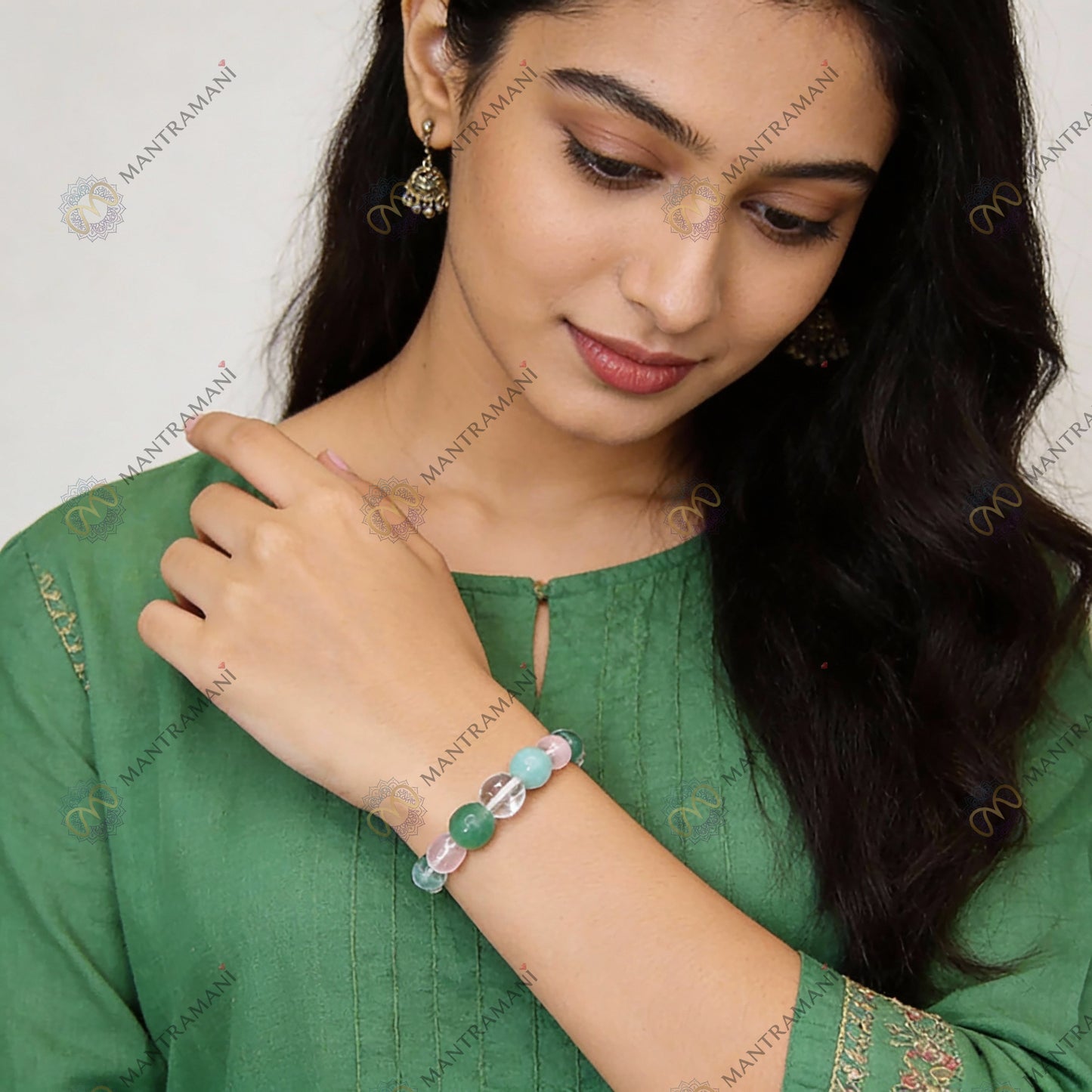 Virgo Zodiac Birthstone Crystal Bracelet- 8 mm- Kanya Rashi Crystal Bracelet