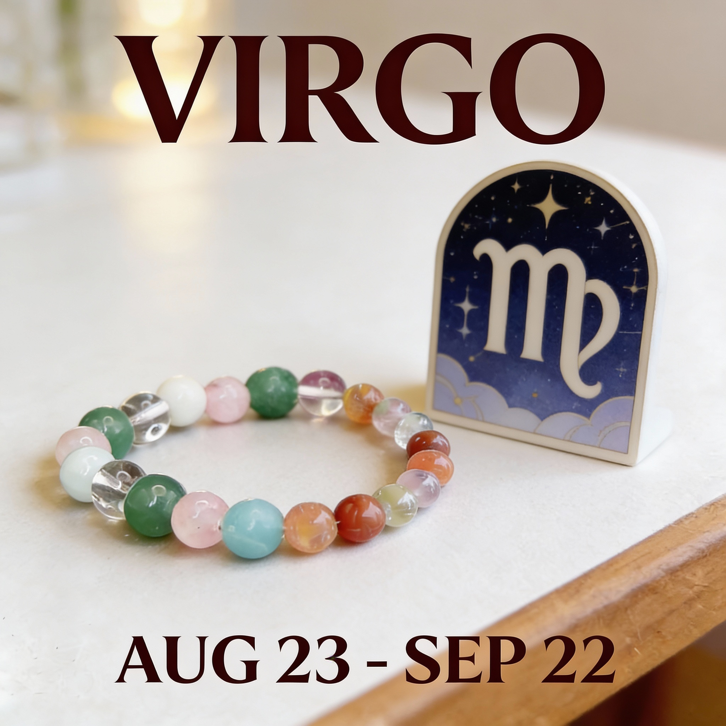 Virgo Zodiac Birthstone Crystal Bracelet- 8 mm- Kanya Rashi Crystal Bracelet