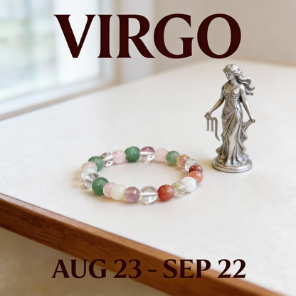 Virgo Zodiac Birthstone Crystal Bracelet- 8 mm- Kanya Rashi Crystal Bracelet