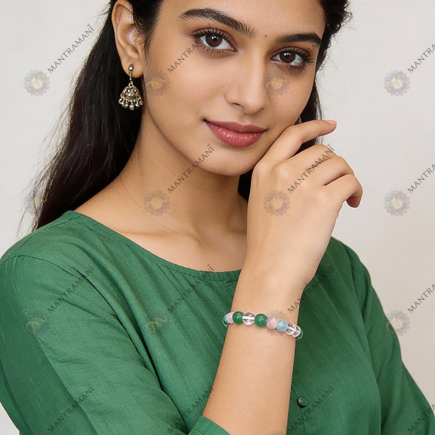 Virgo Zodiac Birthstone Crystal Bracelet- 8 mm- Kanya Rashi Crystal Bracelet