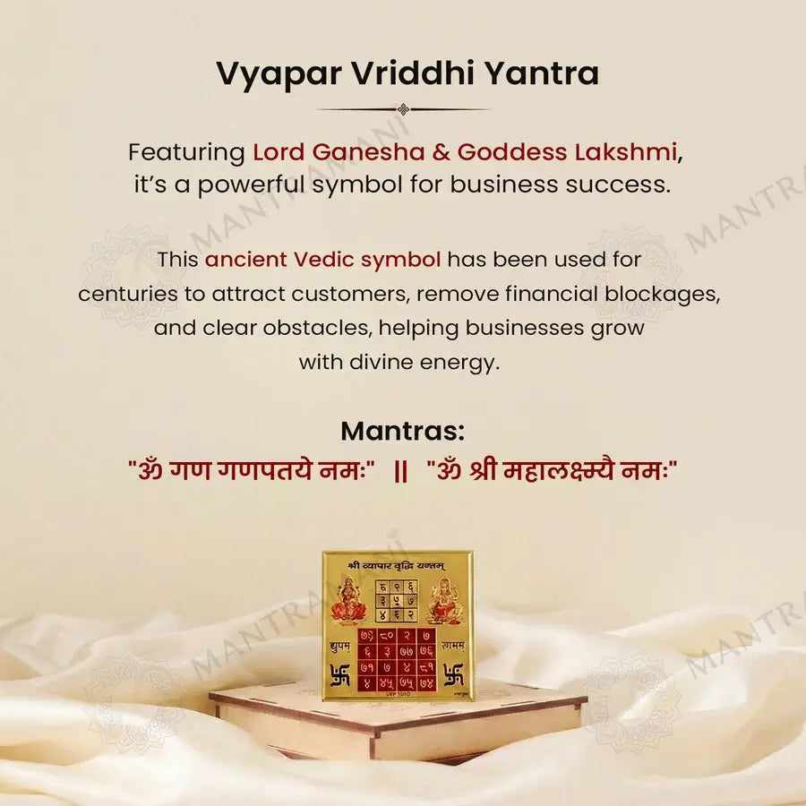 MantraMani® Shree Vyapar Vridhi Yantra on Raw Pyrite Frame