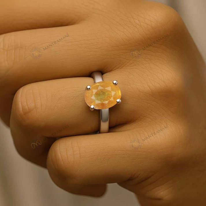 MantraMani® Yellow Sapphire Ring (Pukhraj): Strengthens Marriage and Relationships