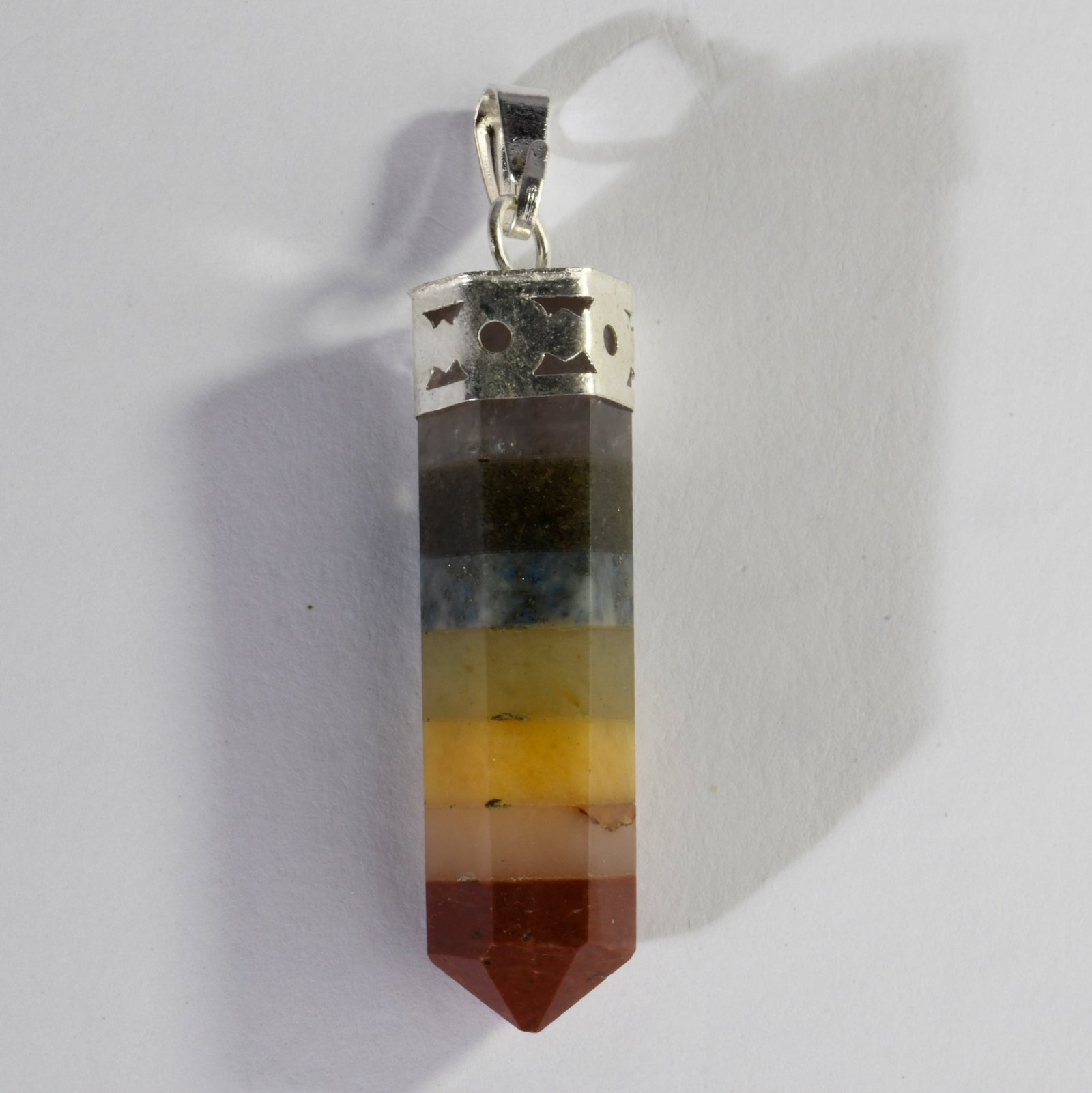 Seven chakra healing stones pendant, natural crystals | MantraMani