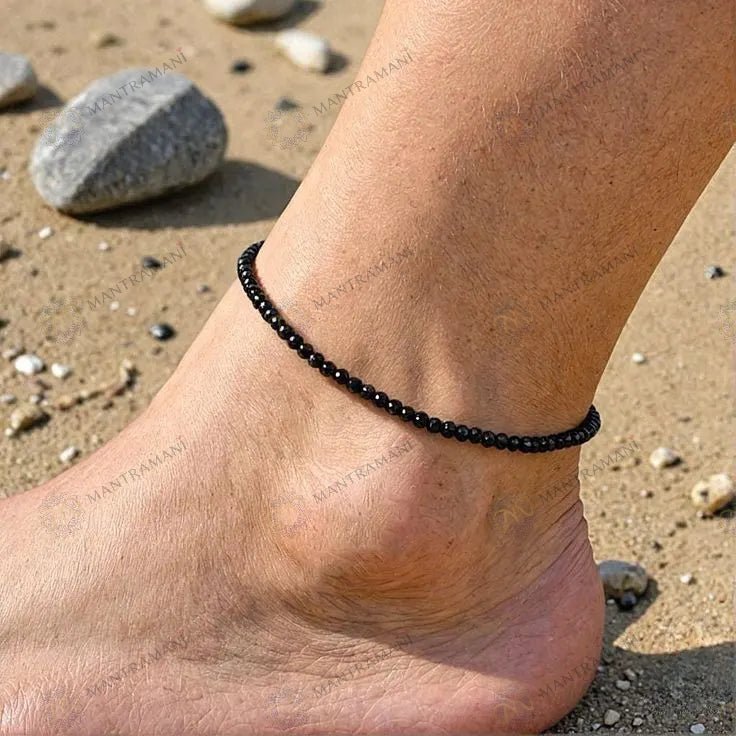 Black obsidian anklet for protection and grounding | MantraMani
