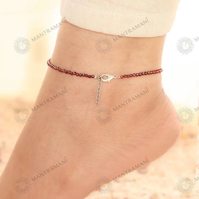 Red garnet anklet for energy, courage and vitality | MantraMani
