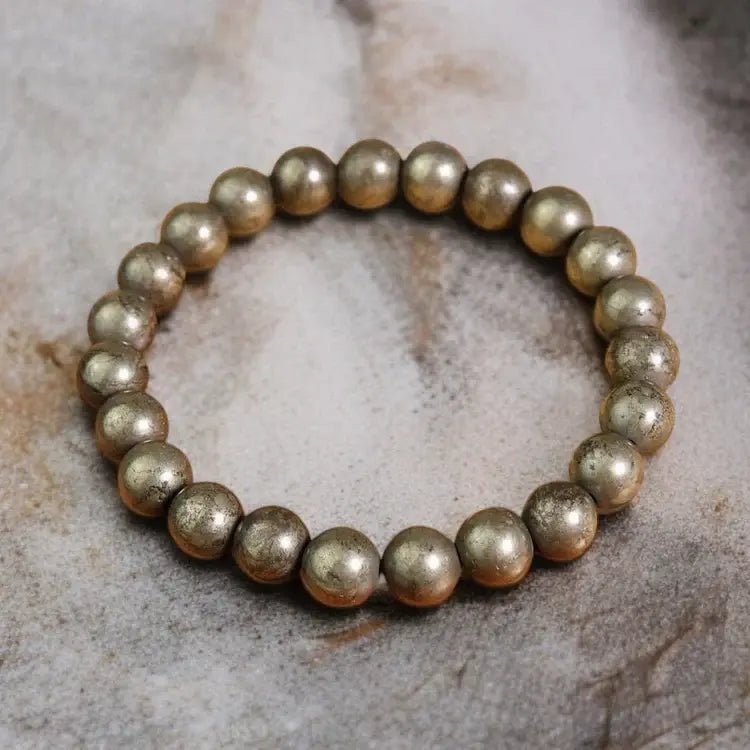 MantraMani Pyrite Bracelet for Wealth, Prosperity & Business Success