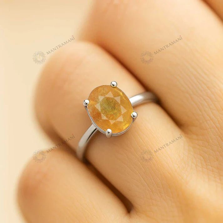 Sagittarius gemstone Yellow Sapphire Pukhraj ring | MantraMani